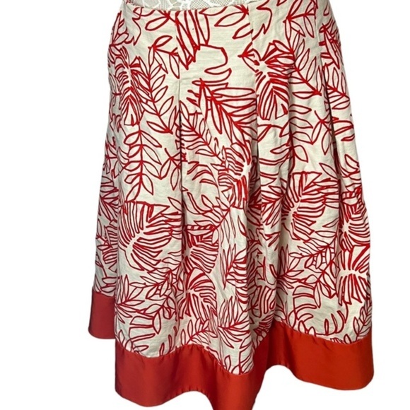 Lane Bryant Dark Orange Cream White Tropical Print Skirt olorblock Hem Plus 22 - Picture 4 of 13